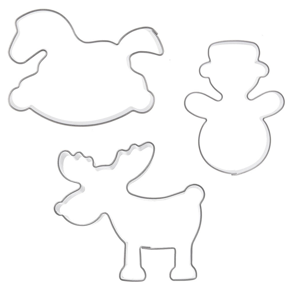 Stainless Steel Cookie Cutters Set – Snowman, Horse, Reindeer