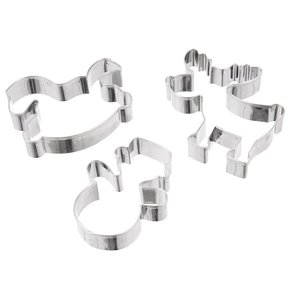 Stainless Steel Cookie Cutters Set – Snowman, Horse, Reindeer
