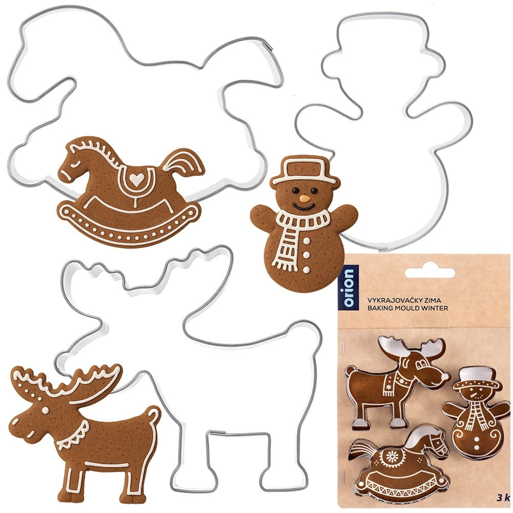 Stainless Steel Cookie Cutters Set – Snowman, Horse, Reindeer