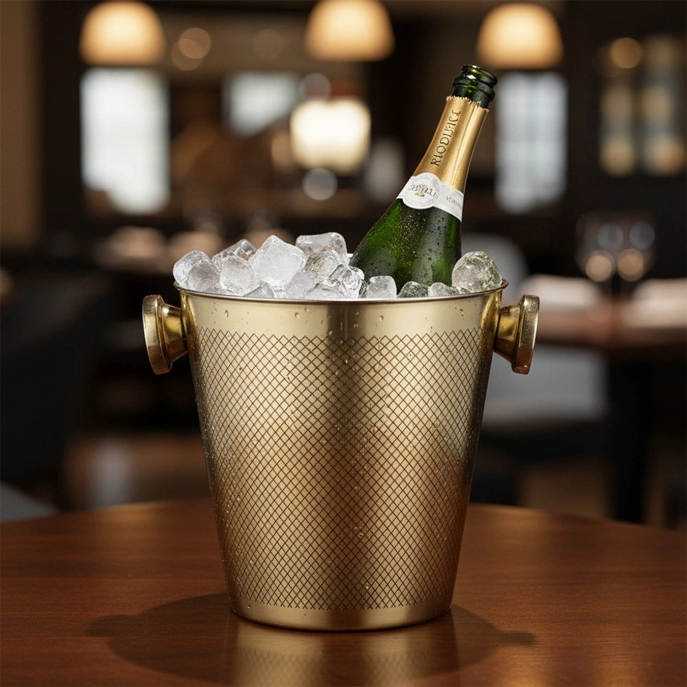 Stainless Steel Gold Ice Bucket, 4.5L Capacity