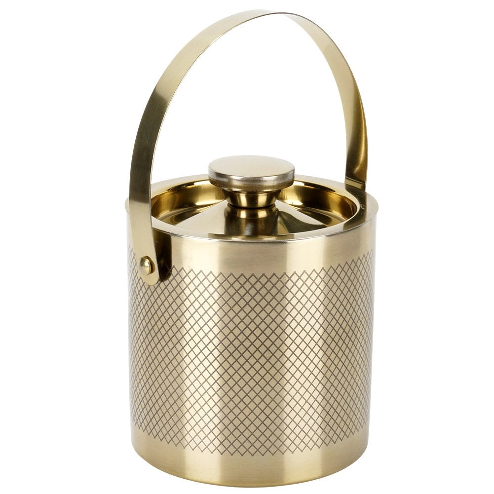 Stainless Steel Gold Ice Bucket with Tongs, 3L Capacity