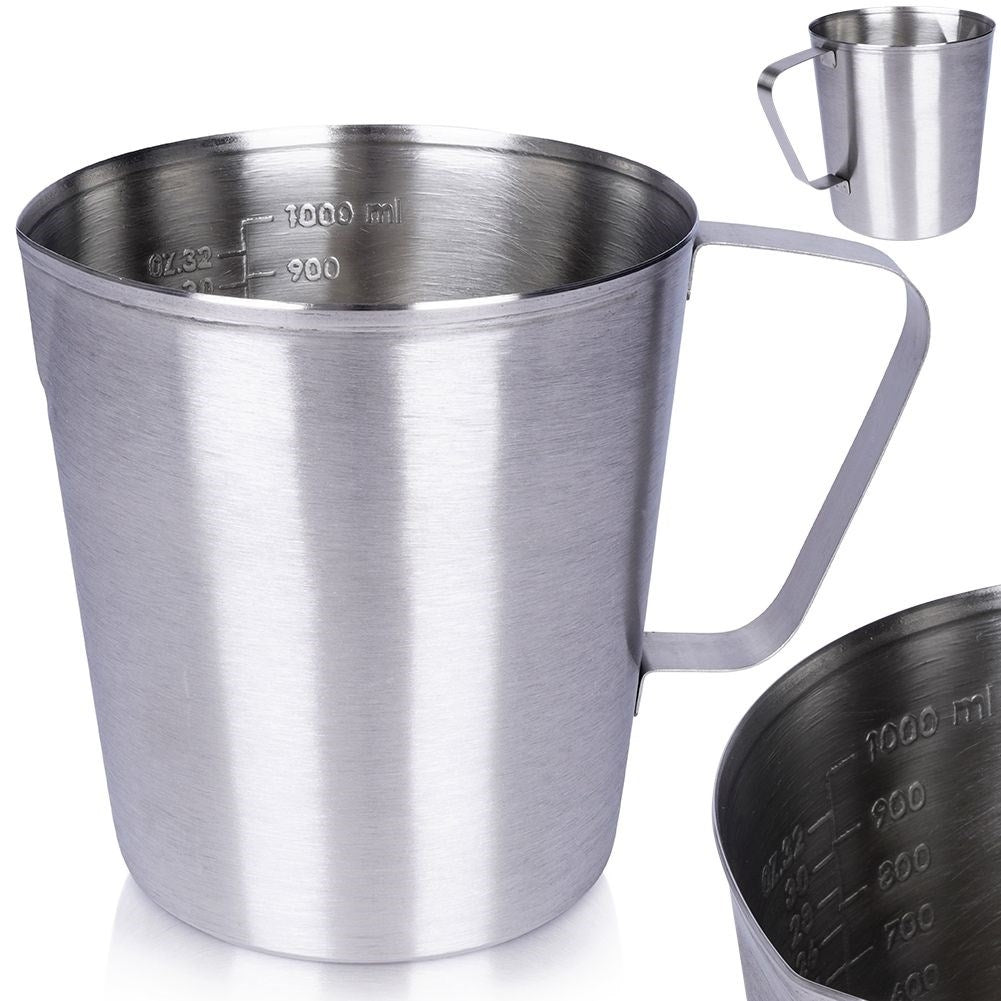 Stainless Steel Measuring Jug with Ergonomic Handle and Spout