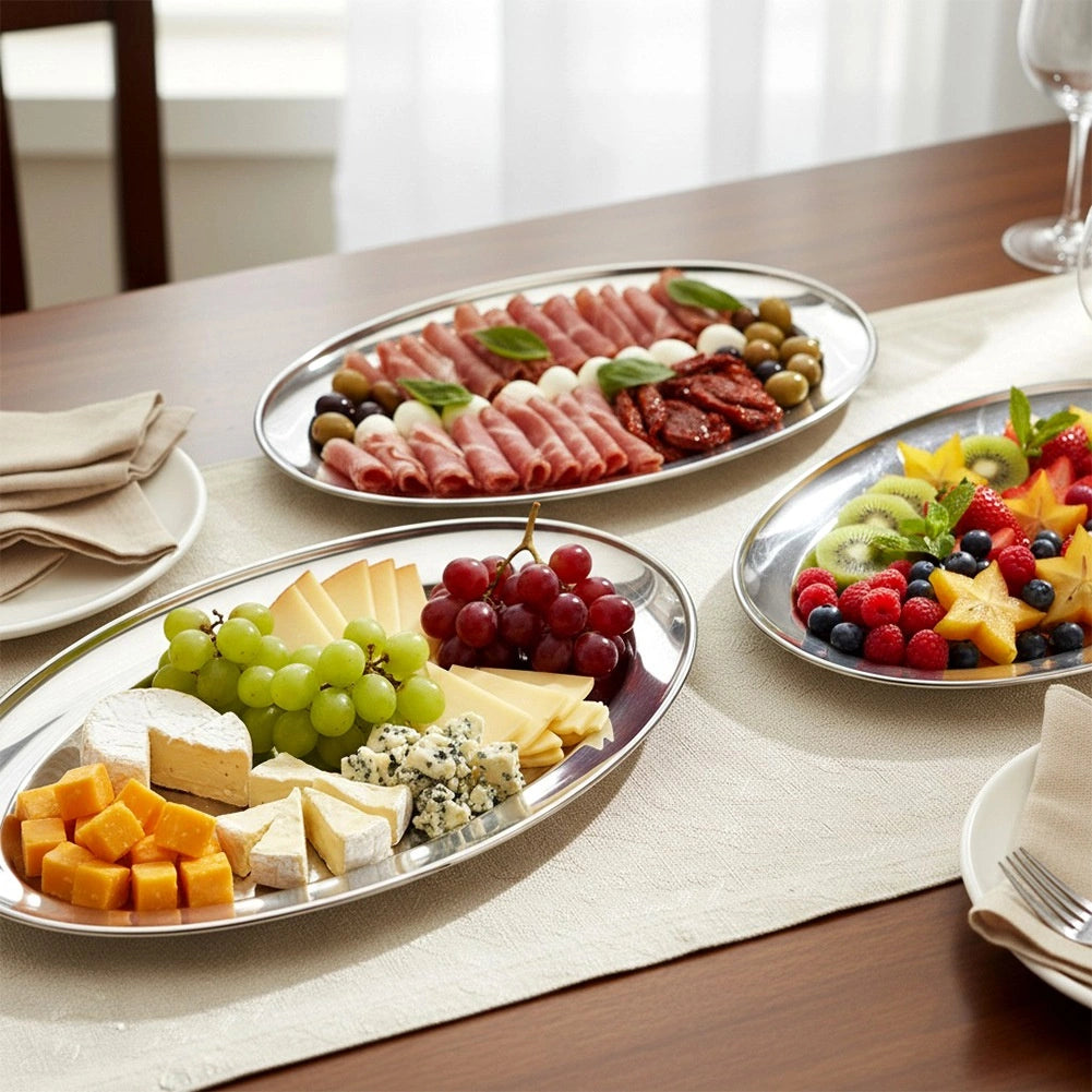 Stainless Steel Oval Serving Platter 32x20 cm
