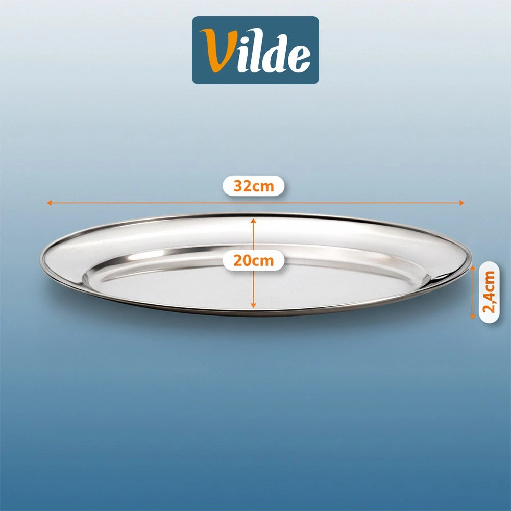 Stainless Steel Oval Serving Platter 32x20 cm