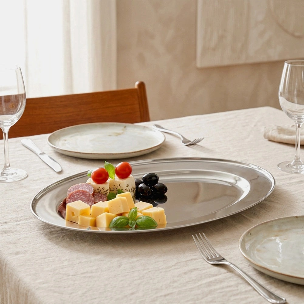 Stainless Steel Oval Serving Platter 40x27 cm