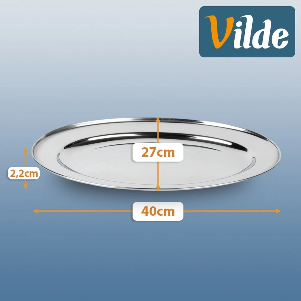 Stainless Steel Oval Serving Platter 40x27 cm