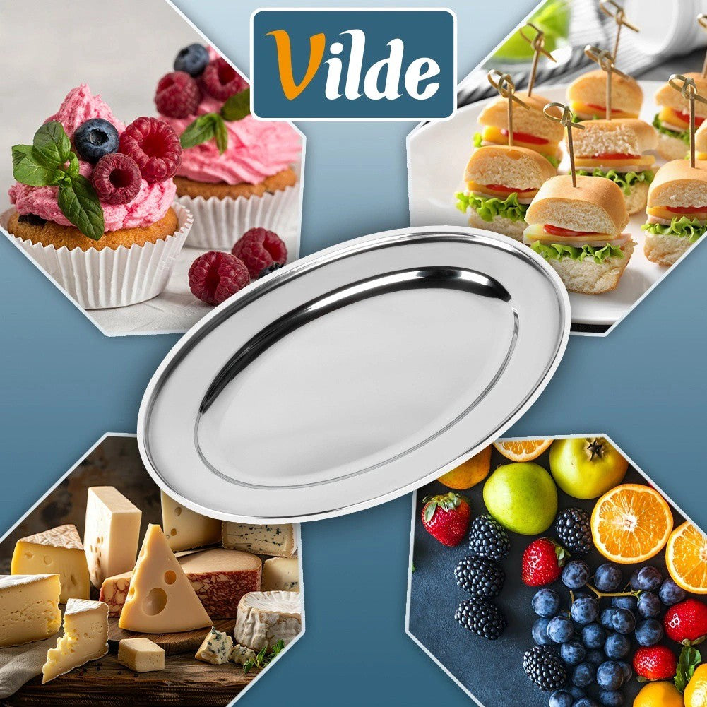 Stainless Steel Oval Serving Platter 40x27 cm