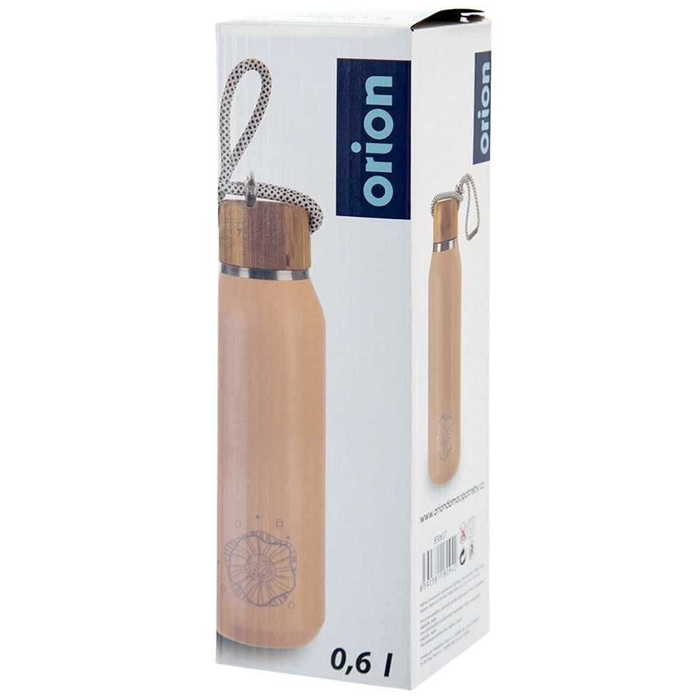 Stainless Steel Thermos Bottle - Keeps Drinks Hot & ColdStainless steel thermos bottle with double wall for both hot and cold drinks. The bottle has a tight-fitting lid and a practical strap for easy transport.