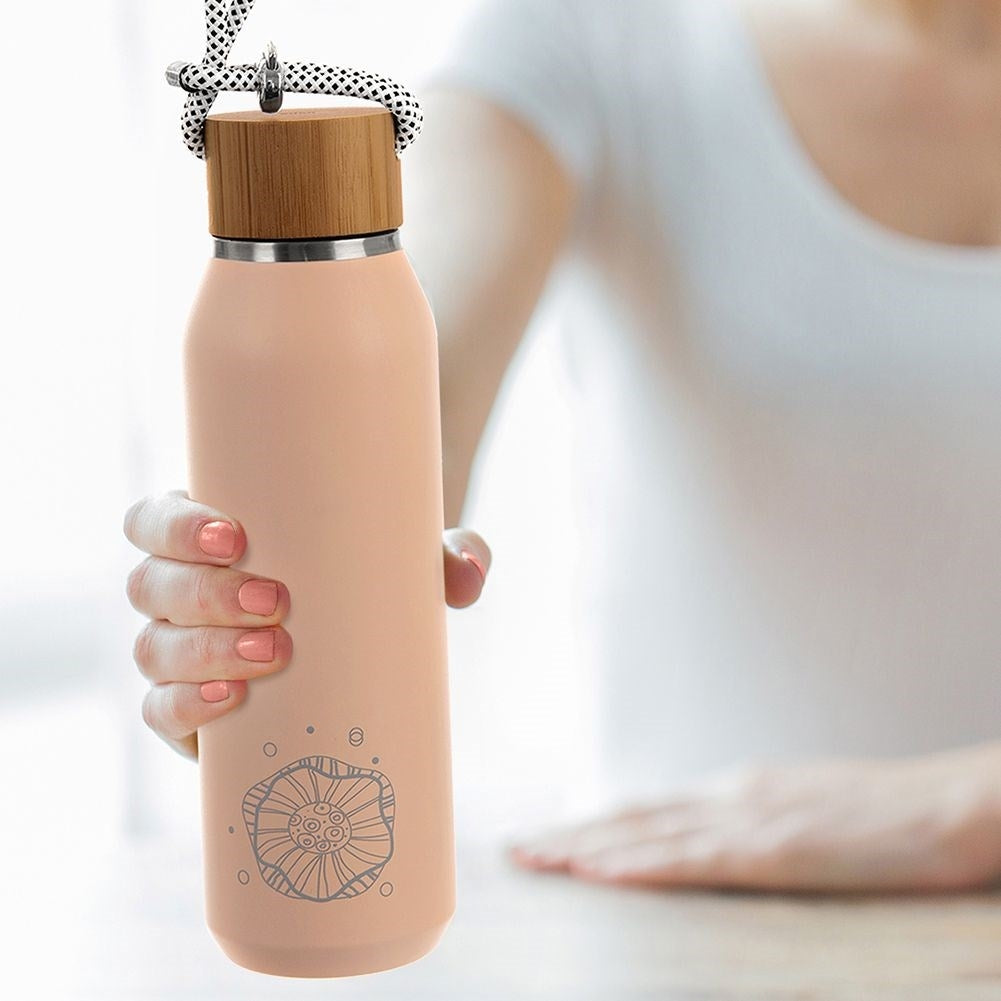 Stainless Steel Thermos Bottle - Keeps Drinks Hot & ColdStainless steel thermos bottle with double wall for both hot and cold drinks. The bottle has a tight-fitting lid and a practical strap for easy transport.