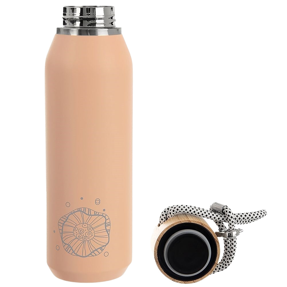 Stainless Steel Thermos Bottle - Keeps Drinks Hot & ColdStainless steel thermos bottle with double wall for both hot and cold drinks. The bottle has a tight-fitting lid and a practical strap for easy transport.