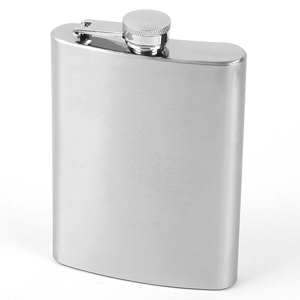 Stainless pocket flask with tight screw cap for alcohol