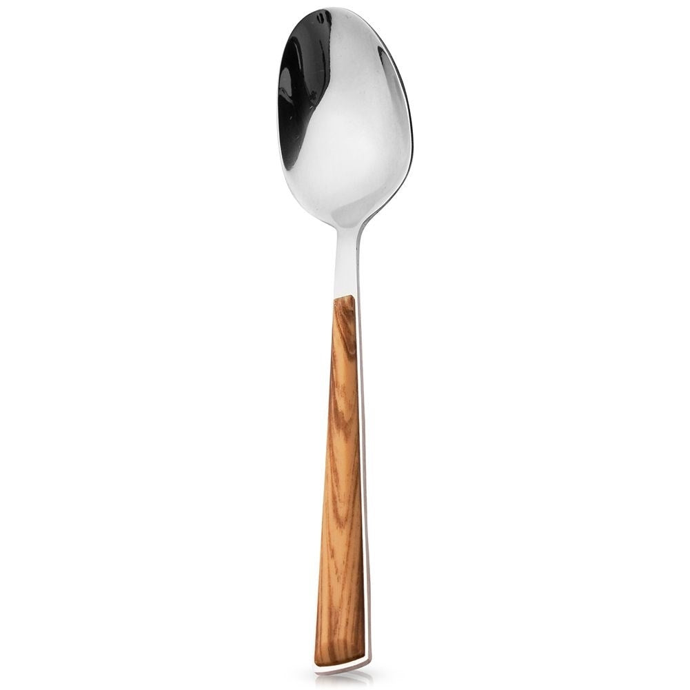 Stainless spoon 20.5 cm with wood imitation, dishwasher safe