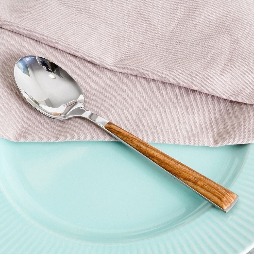Stainless spoon 20.5 cm with wood imitation, dishwasher safe
