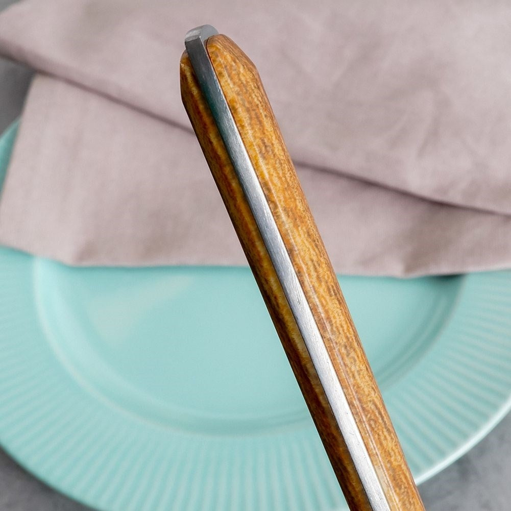 Stainless spoon 20.5 cm with wood imitation, dishwasher safe