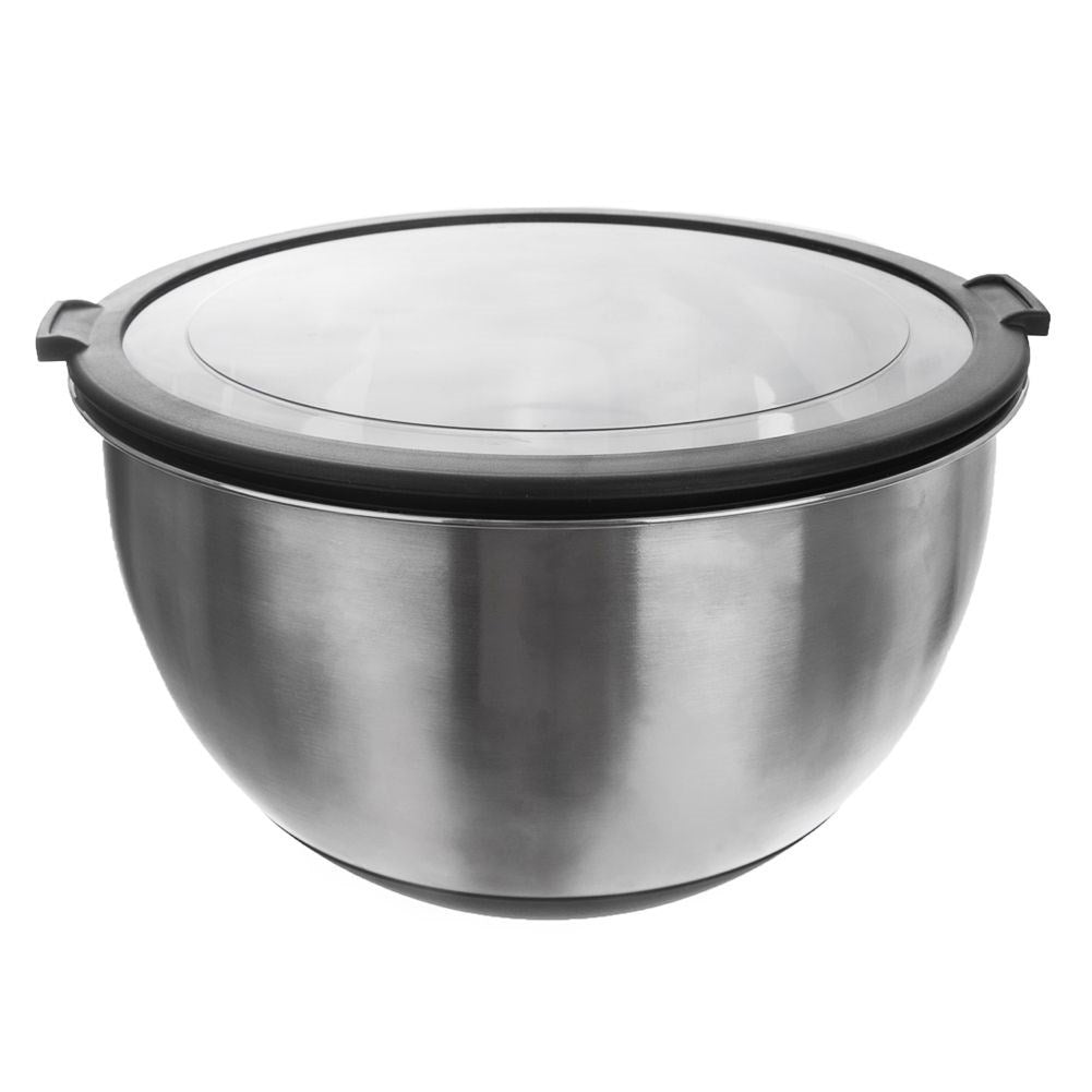 Stainless steel bowl with tight-fitting lid for the kitchen