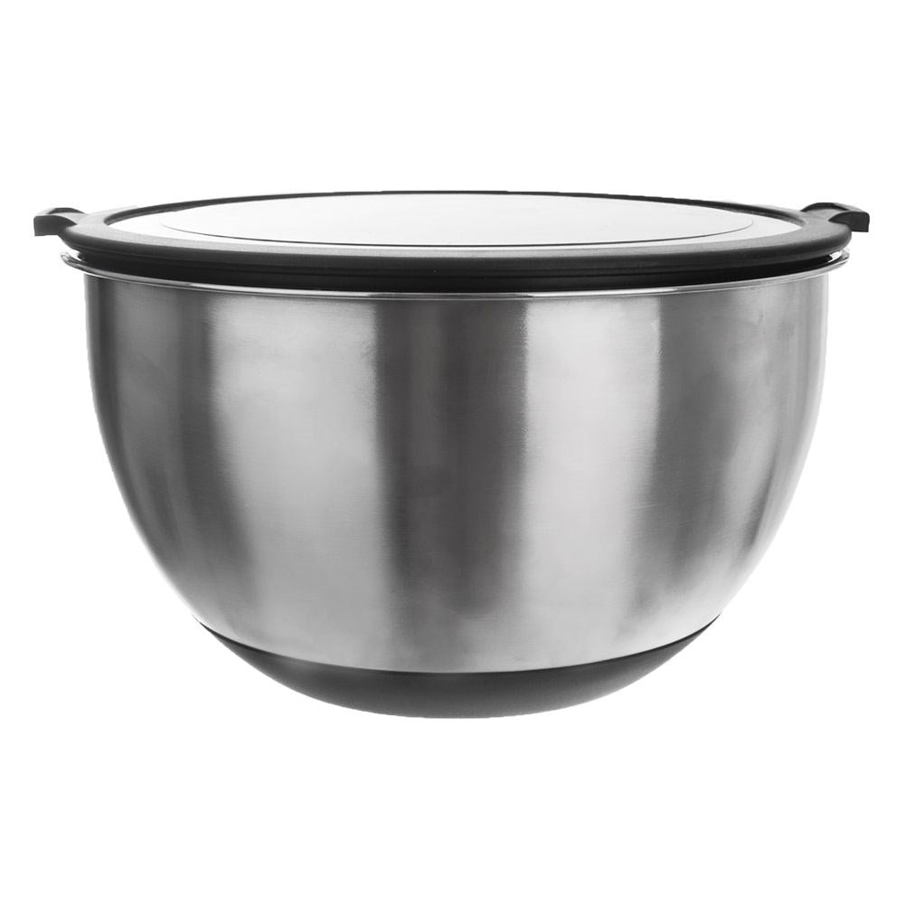 Stainless steel bowl with tight-fitting lid for the kitchen