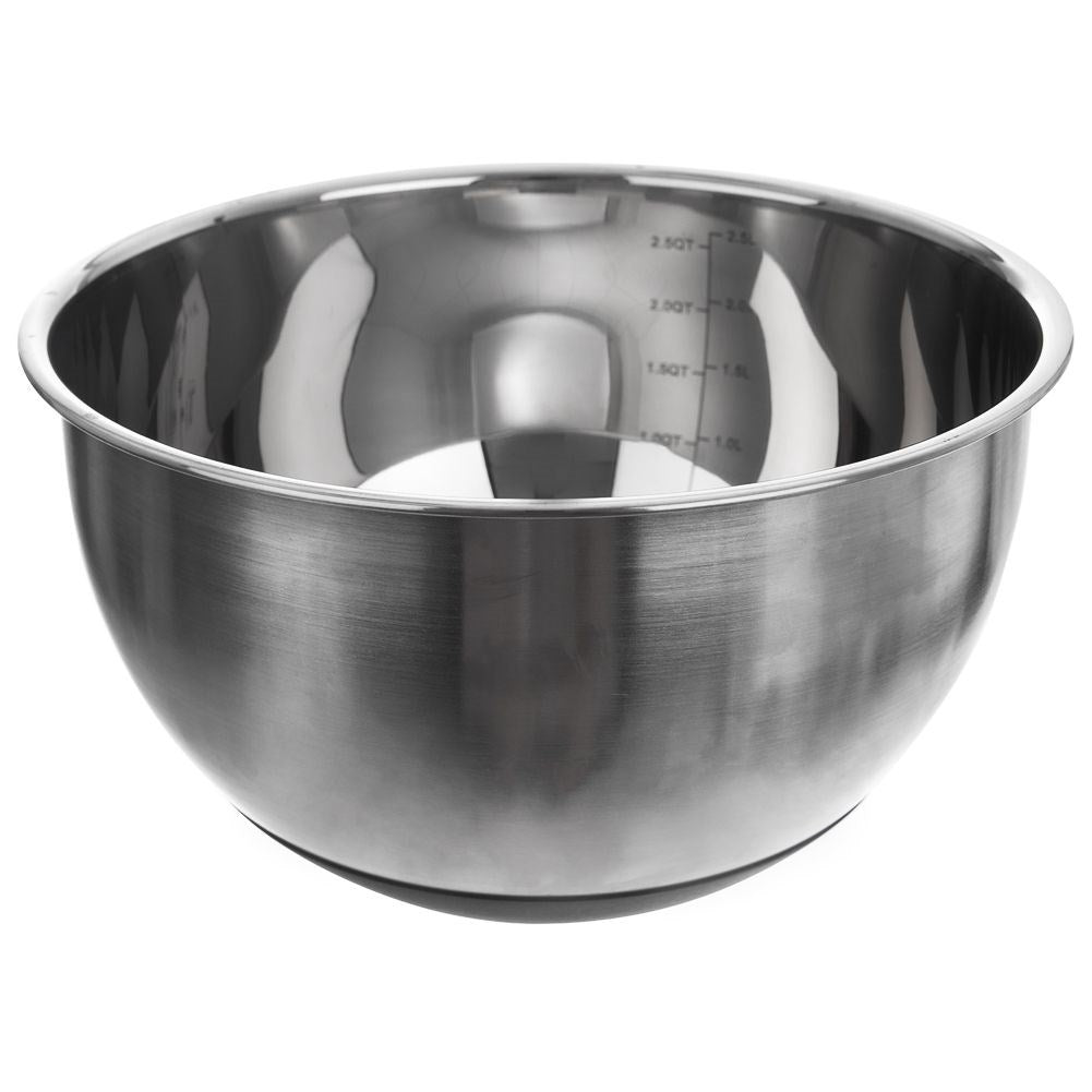 Stainless steel bowl with two-piece lid for kitchen use
