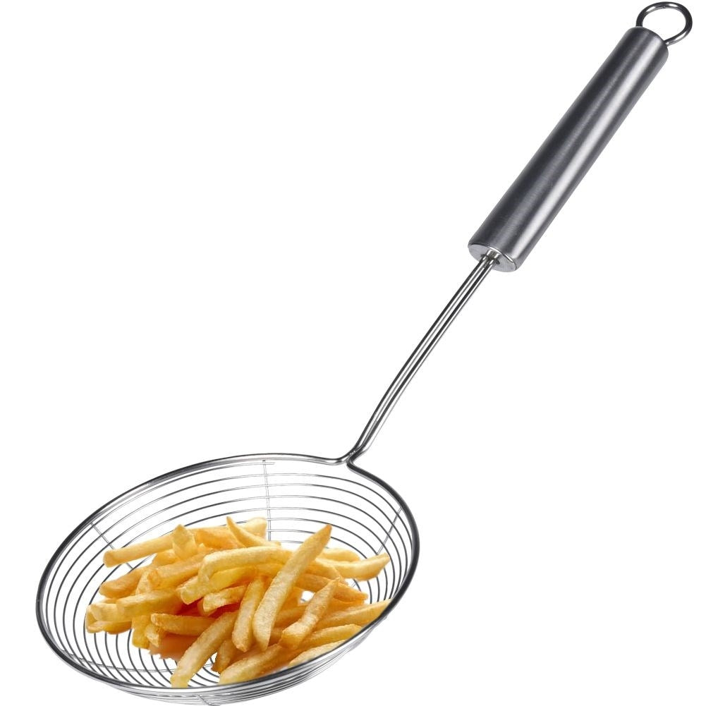 Stainless steel colander for fried food and dumplings