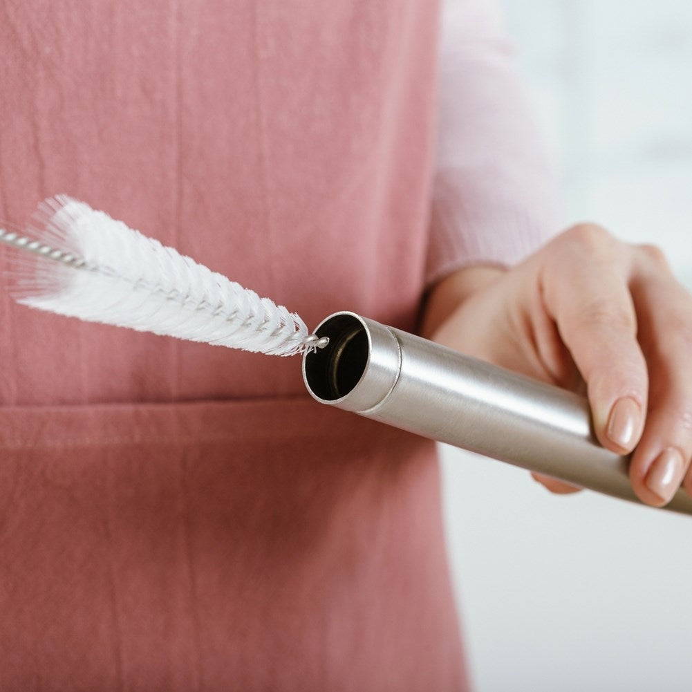 Stainless steel cooking pipette with cleaning brush