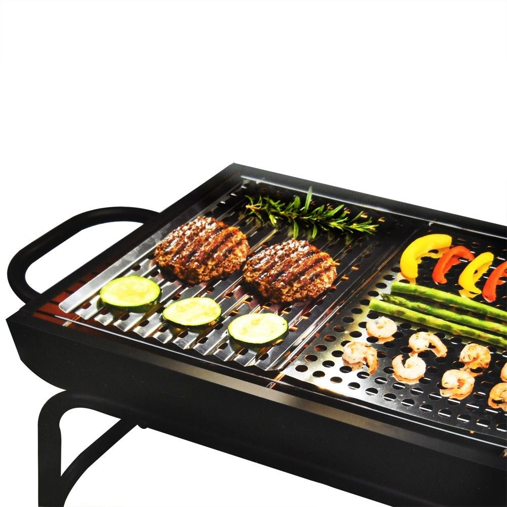 Stainless steel grill plate for vegetables and meat
