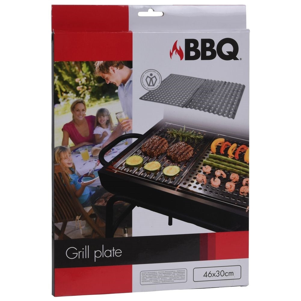 Stainless steel grill plate for vegetables and meat