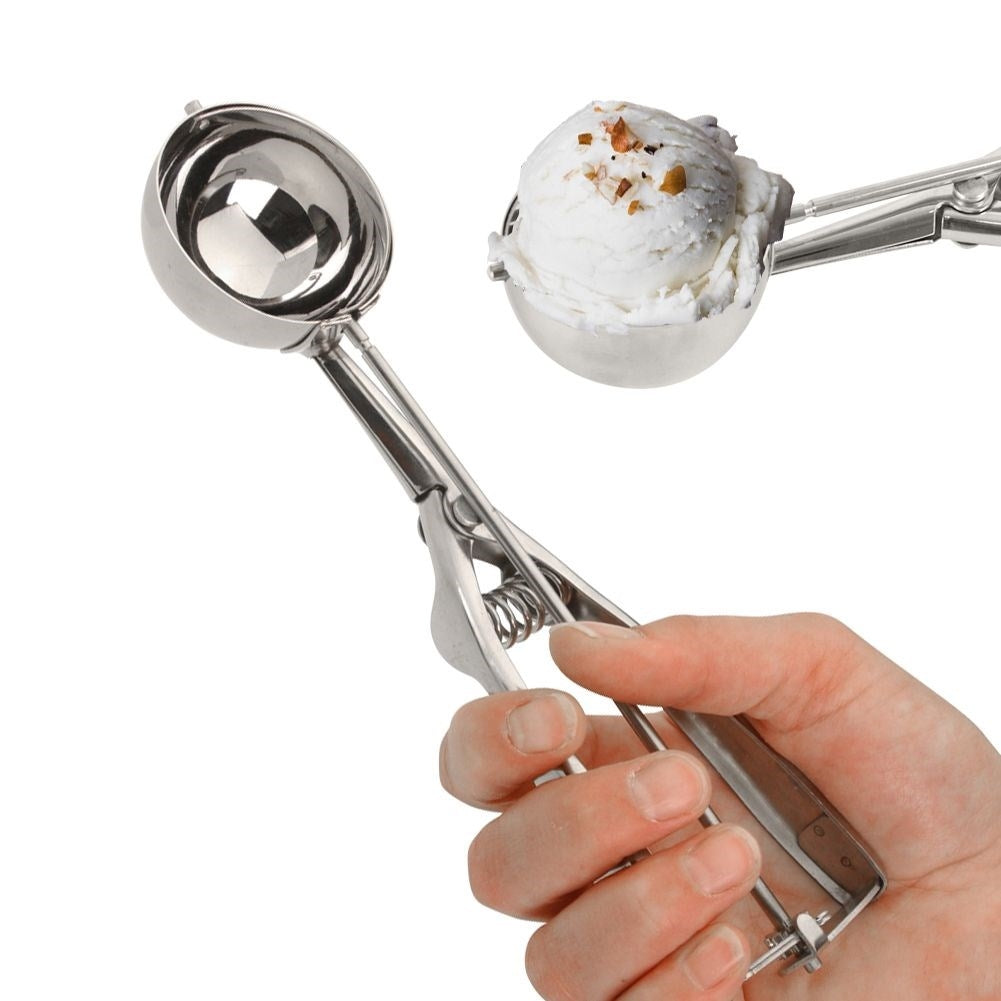 Stainless steel ice cream scoop for even scoops of ice cream, rice and potatoes