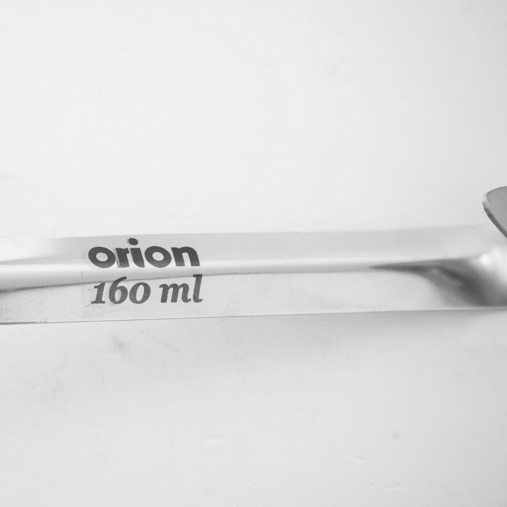 Stainless steel kitchen ladle with suspension for soups and sauces