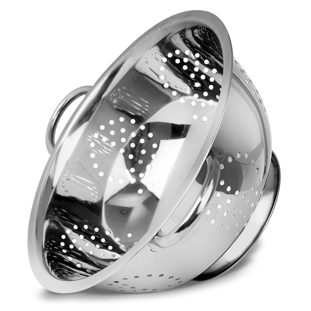 Stainless steel kitchen strainer with handle - perfect for food preparation