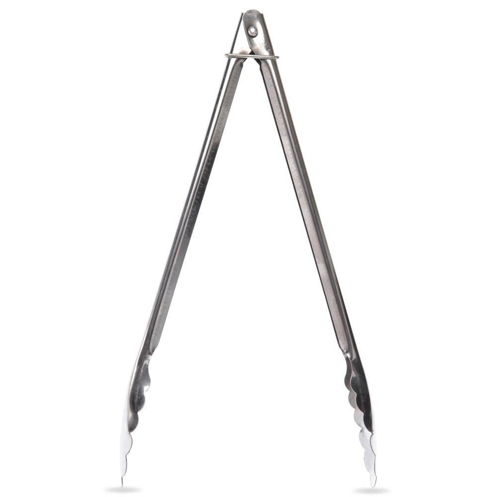 Stainless steel kitchen tongs for grilling and turning meat