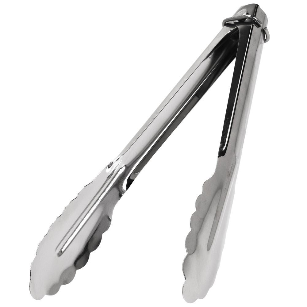 Stainless steel kitchen tongs for grilling and turning meat