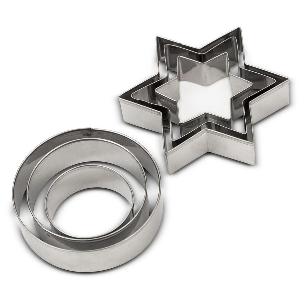 Stainless steel punch set: stars & circles, 3 sizes