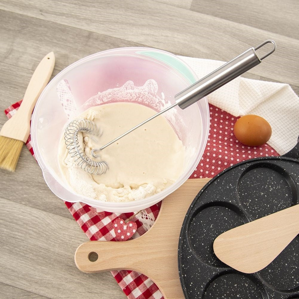 Stainless steel spiral whisk for efficient whisking, dishwasher safe