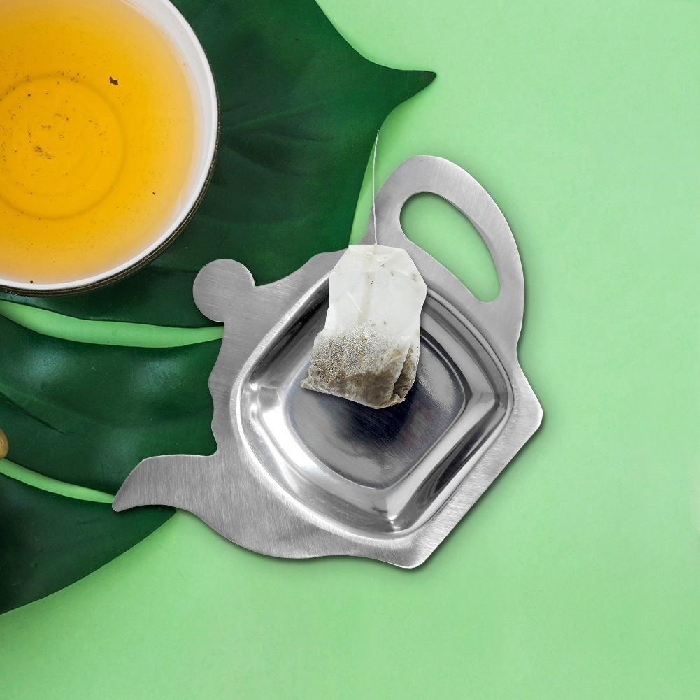 Stainless steel teapot-shaped tea holder for tea bag/spoon