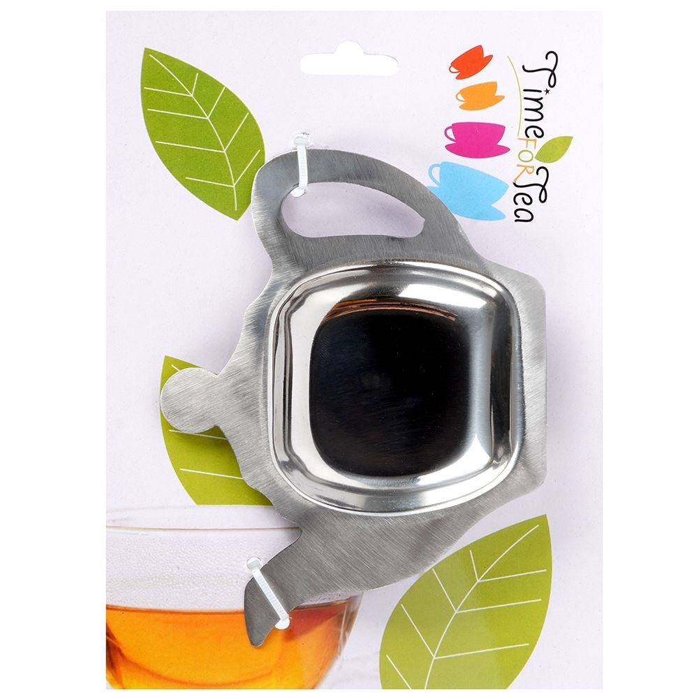 Stainless steel teapot-shaped tea holder for tea bag/spoon