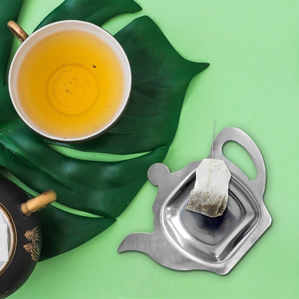 Stainless steel teapot-shaped tea holder for tea bag/spoon