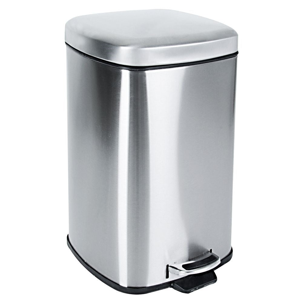 Stainless waste basket with pedal and handle for easy transport