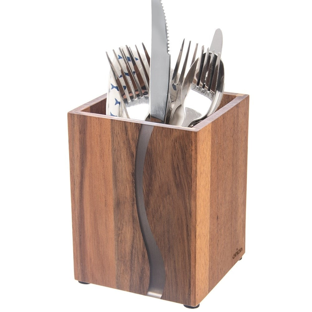 Stand for Kitchen Utensils in Acacia Wood with Resin Details