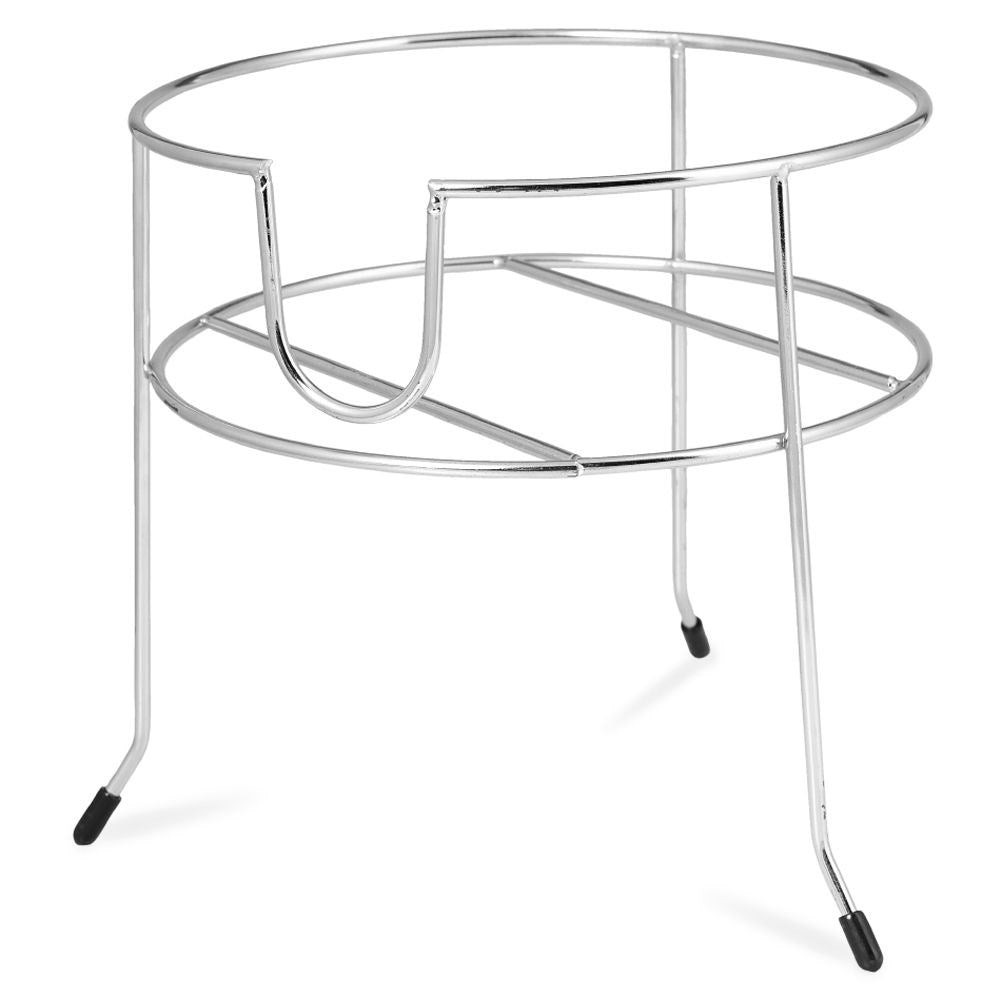 Stand for beverage containers in chrome, easy pouring