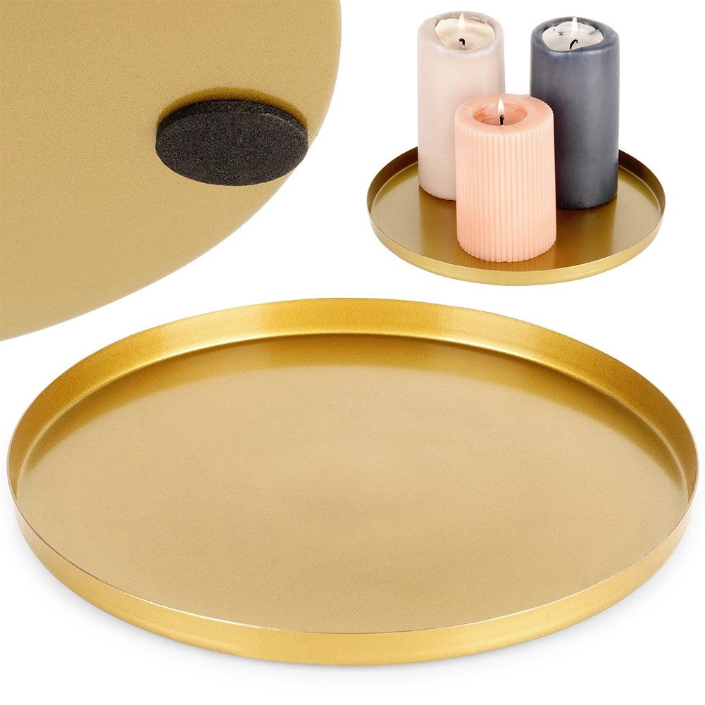 Stand for decorative candle compositions, metal, gold, 21.5 cm
