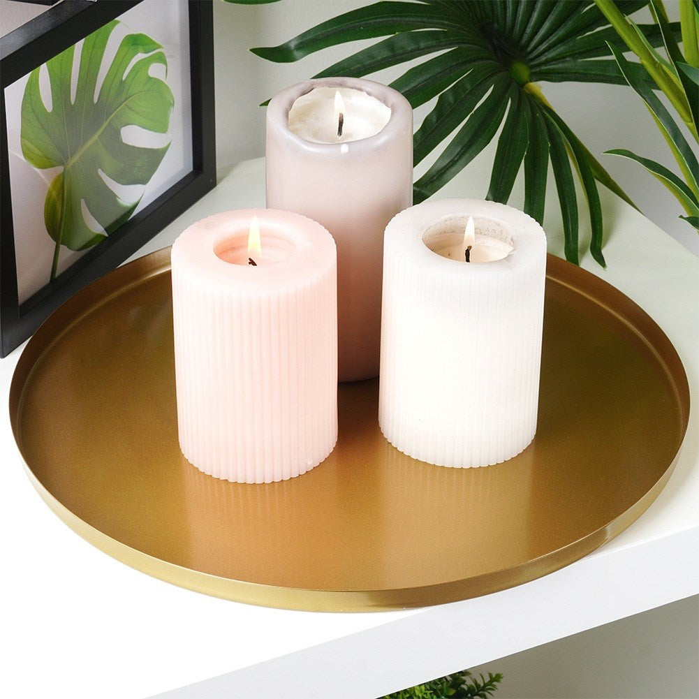 Stand for decorative candle compositions, metal, gold, 30 cm
