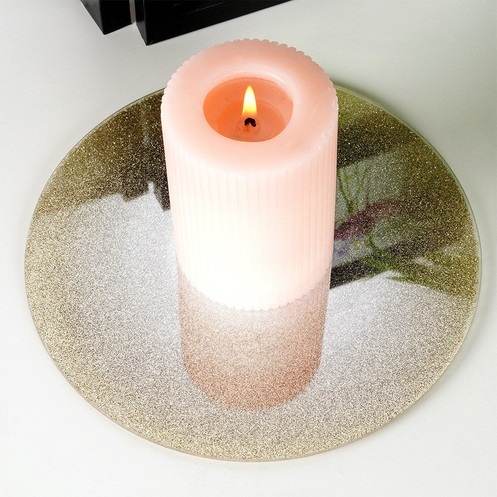 Stand for decorative candle compositions, mirrored glass, glitter, 15 cm