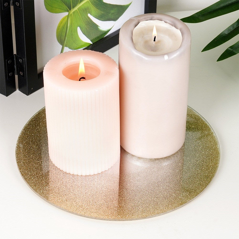 Stand for decorative candle compositions, mirrored glass, glitter, 20 cm