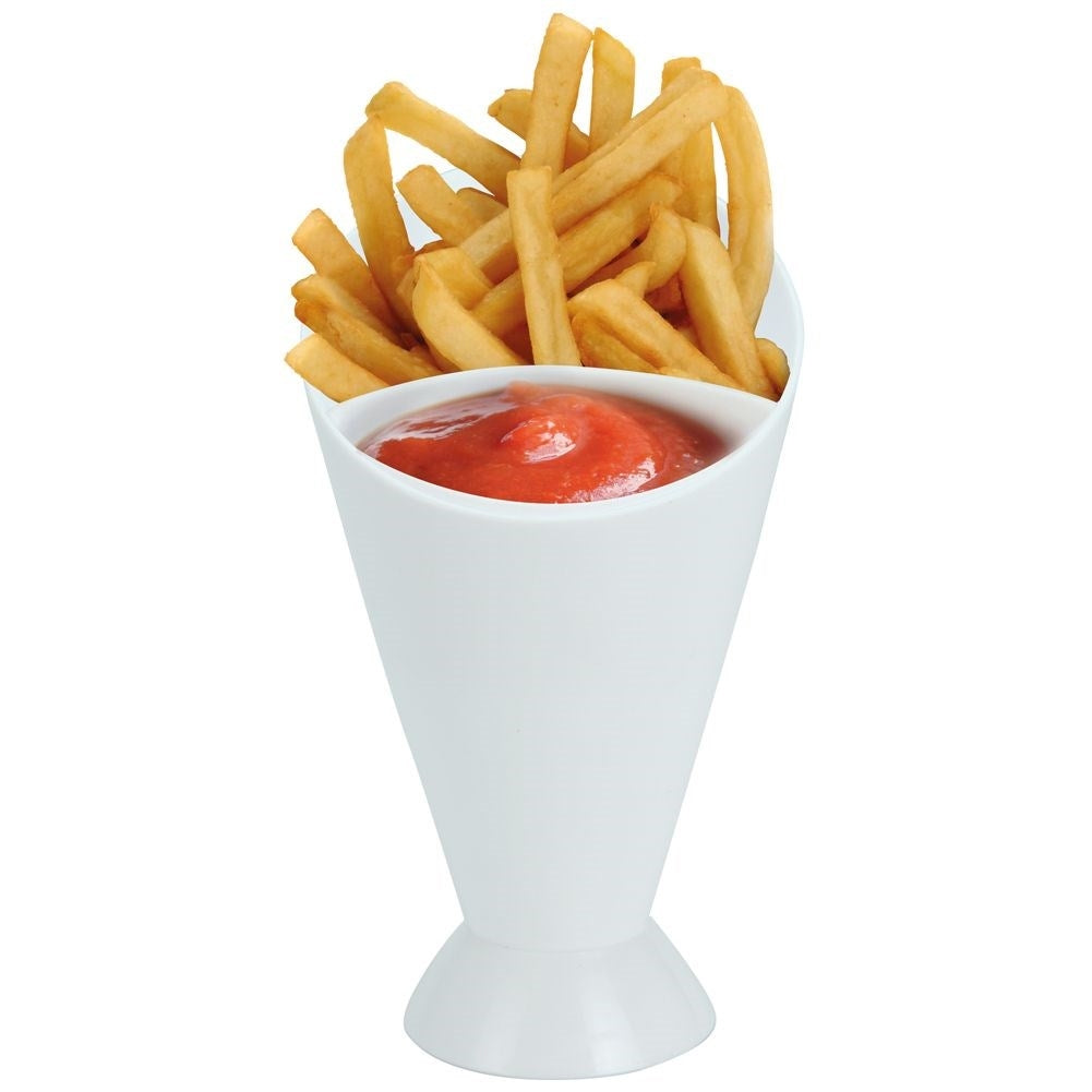 Stand for french fries and snacks with sauce holder.