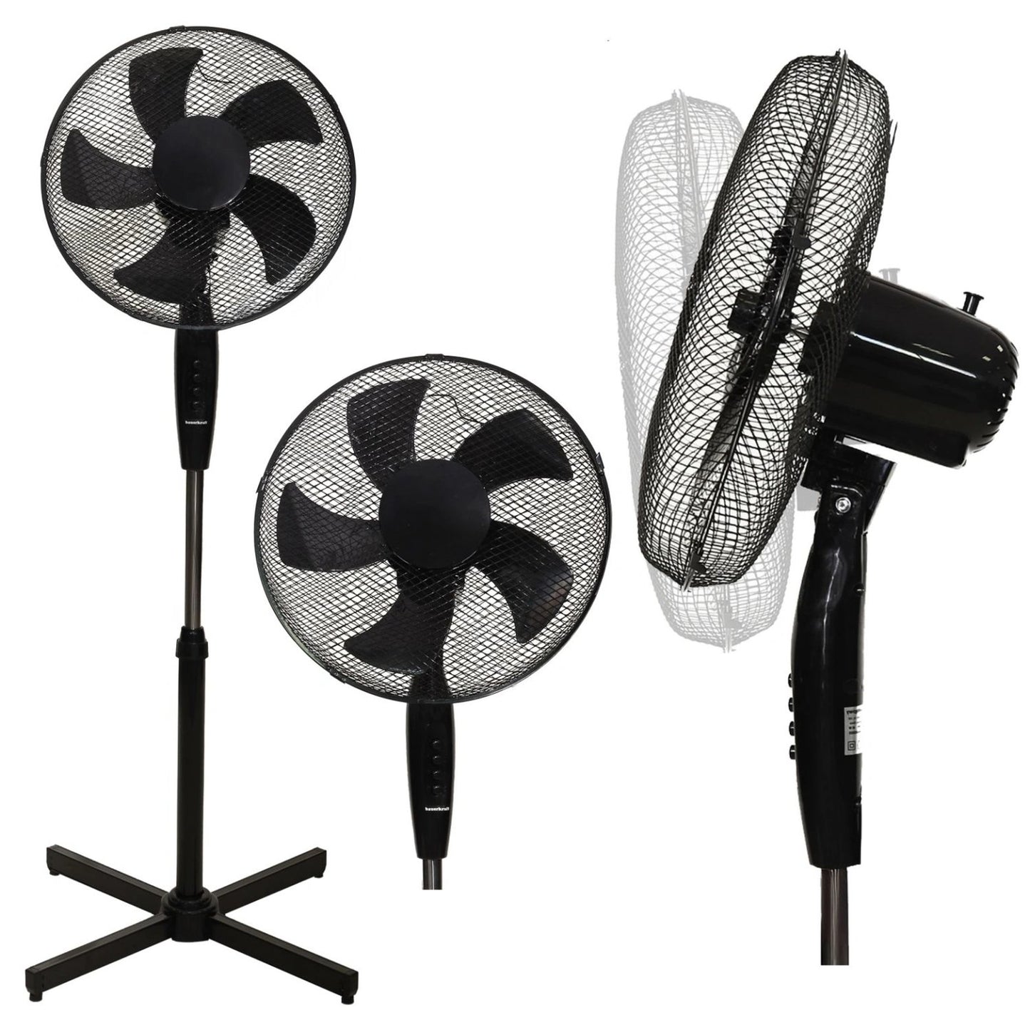 Standing Floor Fan 45W – 3 Modes, 5 Blades, Black