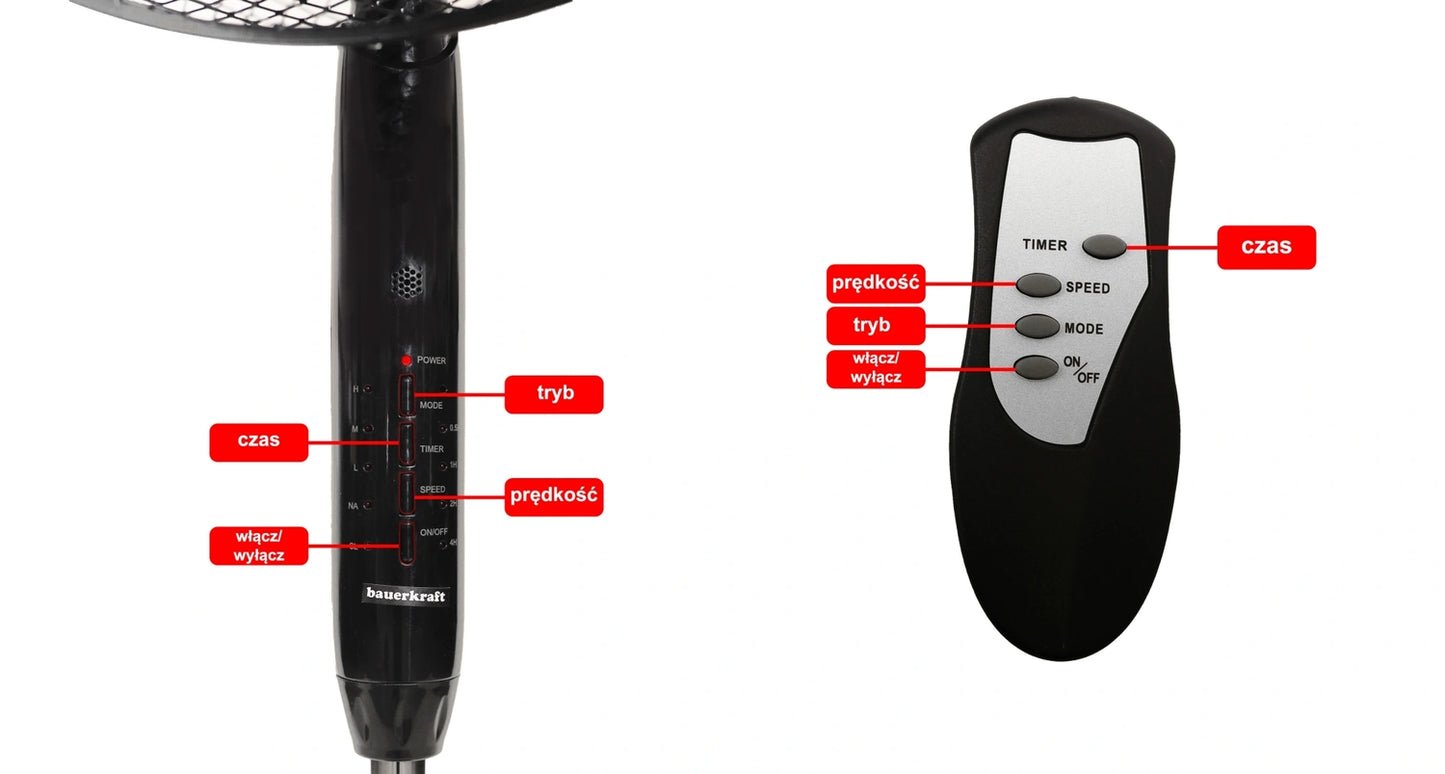 Standing Floor Fan 45W – 3 Modes, 5 Blades, Timer, Remote Control
