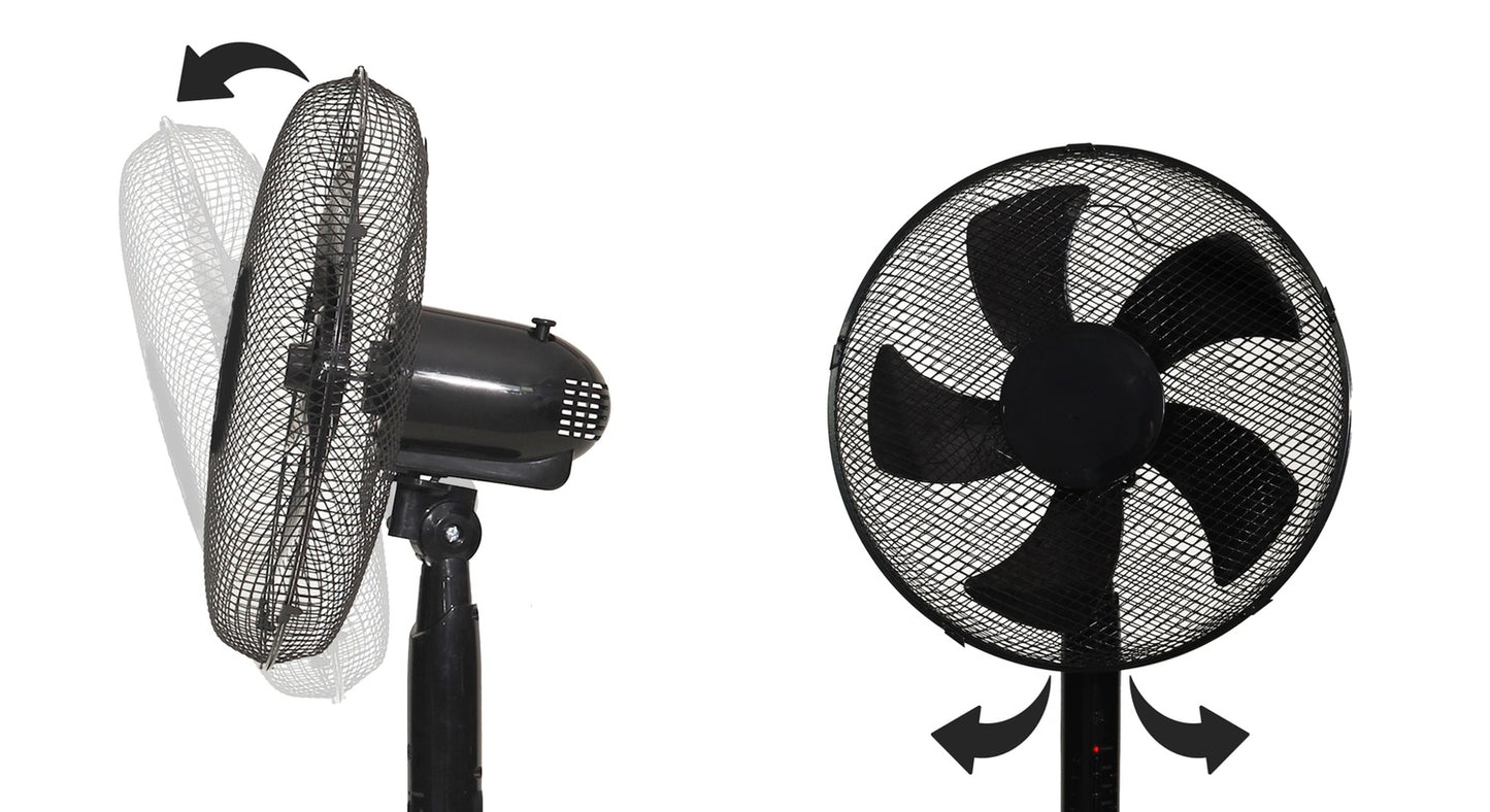 Standing Floor Fan 45W – 3 Modes, 5 Blades, Timer, Remote Control