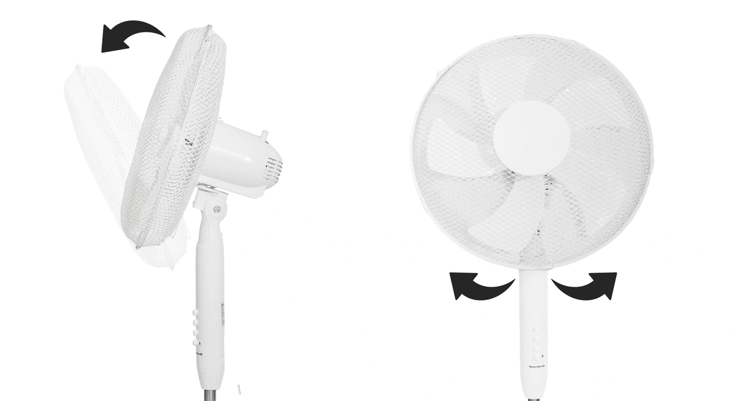 Standing Floor Fan 45W – 3 Modes, 5 Blades, White