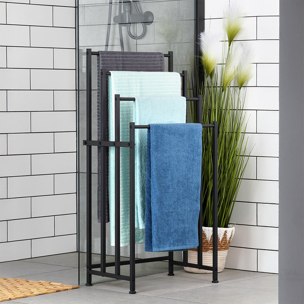 Standing Metal Towel Rack, Black