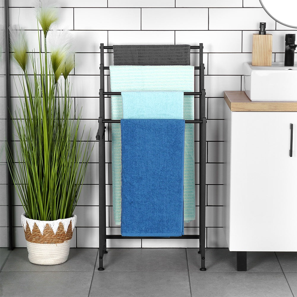 Standing Metal Towel Rack, Black