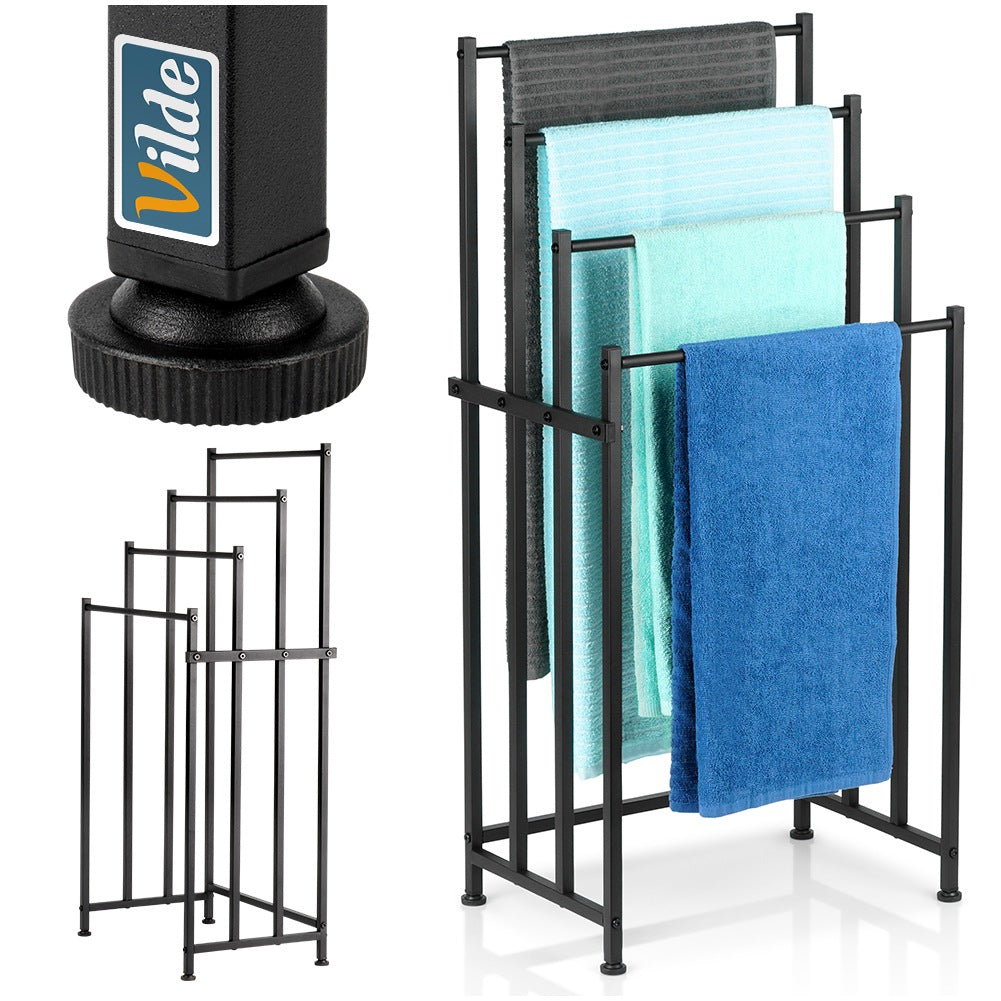 Standing Metal Towel Rack, Black